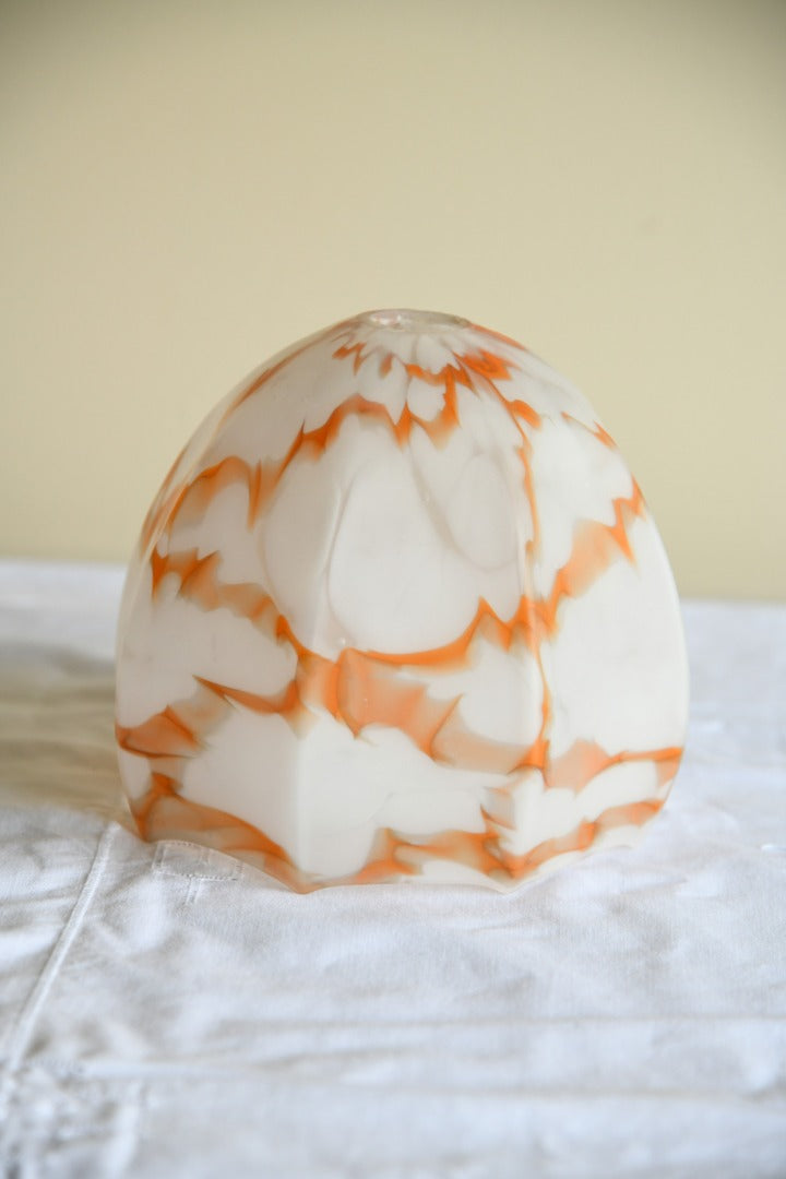 Vintage Deco White and Orange Glass Shade