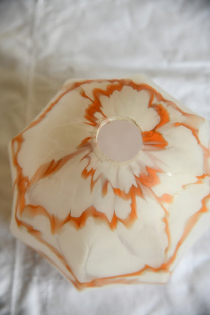 Vintage Deco White and Orange Glass Shade