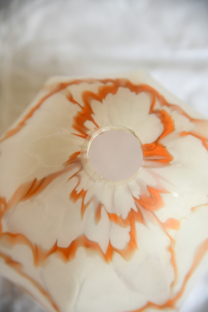 Vintage Deco White and Orange Glass Shade