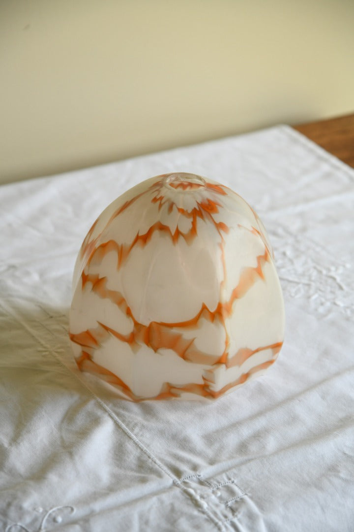 Vintage Deco White and Orange Glass Shade