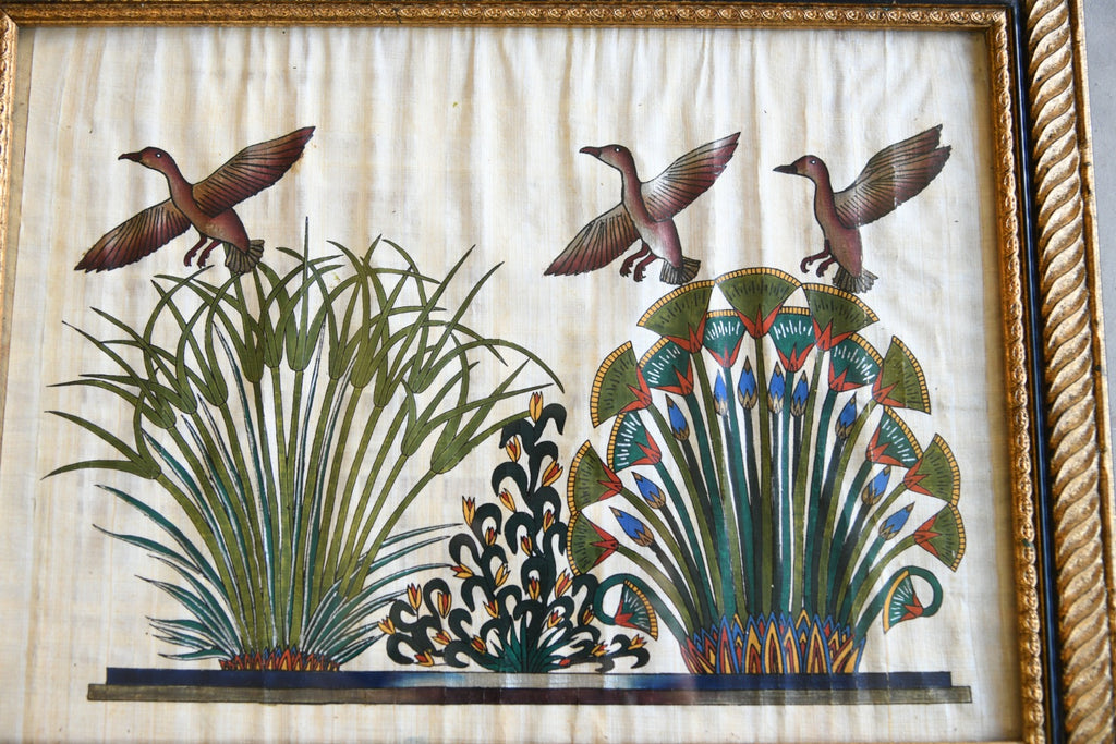 Pair Egyptian Silk Paintings