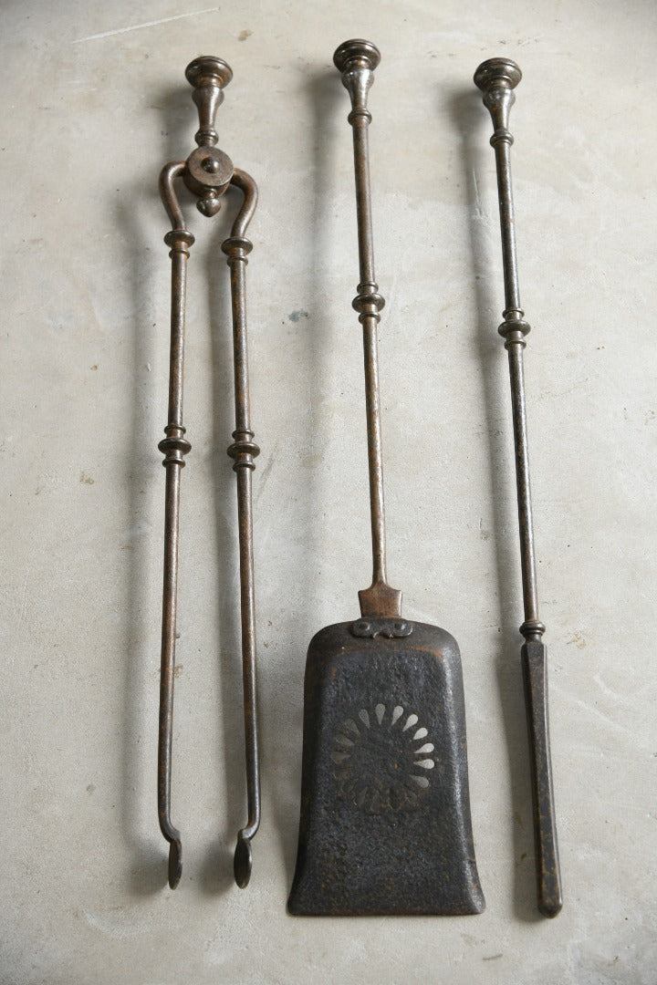 Antique Georgian Steel Fire Set