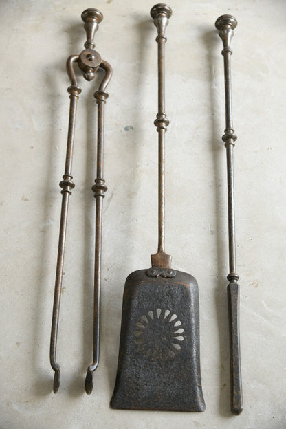 Antique Georgian Steel Fire Set