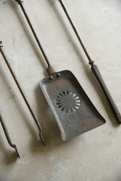 Antique Georgian Steel Fire Set