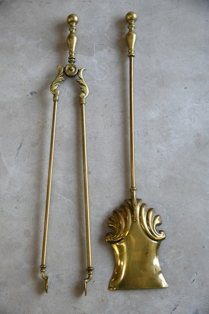 Quality Antique Brass Fire Tools Shovel and Tongs