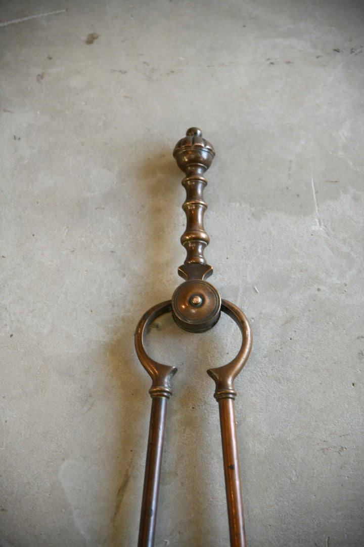 Antique Copper Large Fire Tongs