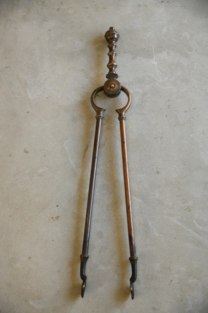 Antique Copper Large Fire Tongs