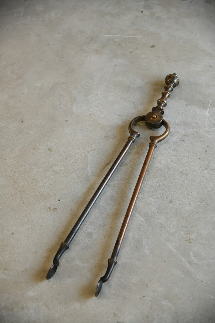 Antique Copper Large Fire Tongs