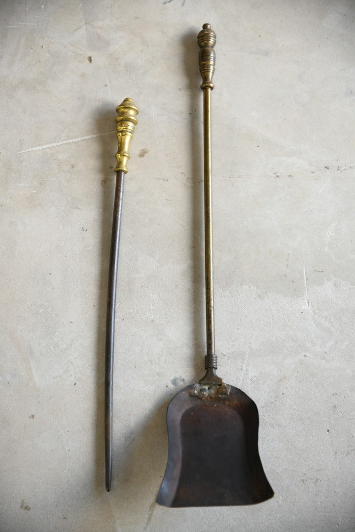 Brass Fire Poker and Shovel