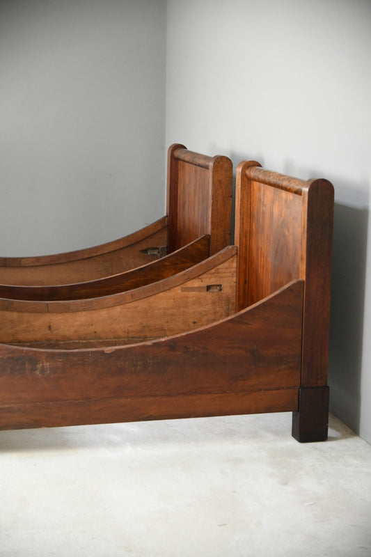 Pair Antique Single Mahogany French Beds