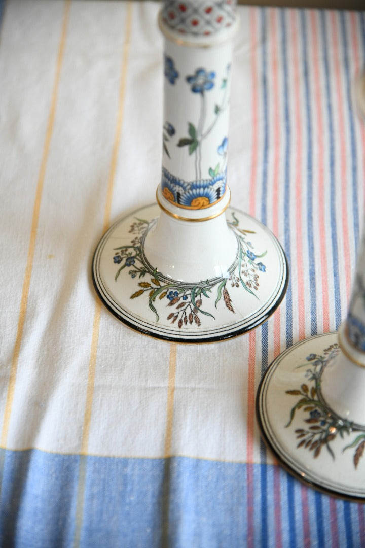 Pair Antique Victorian Minton Candlesticks