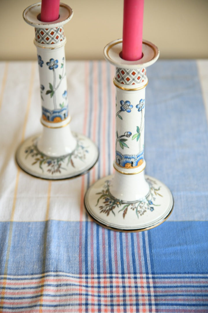 Pair Antique Victorian Minton Candlesticks