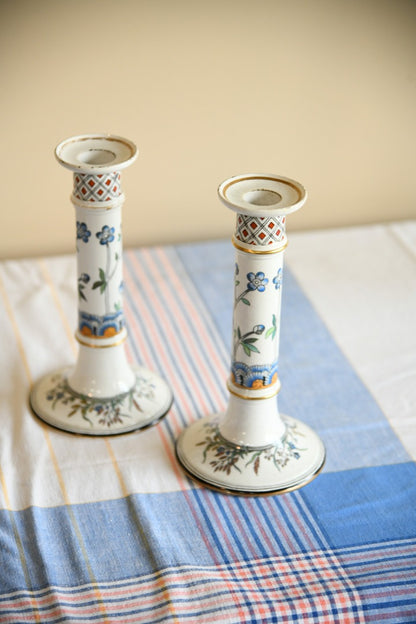 Pair Antique Victorian Minton Candlesticks