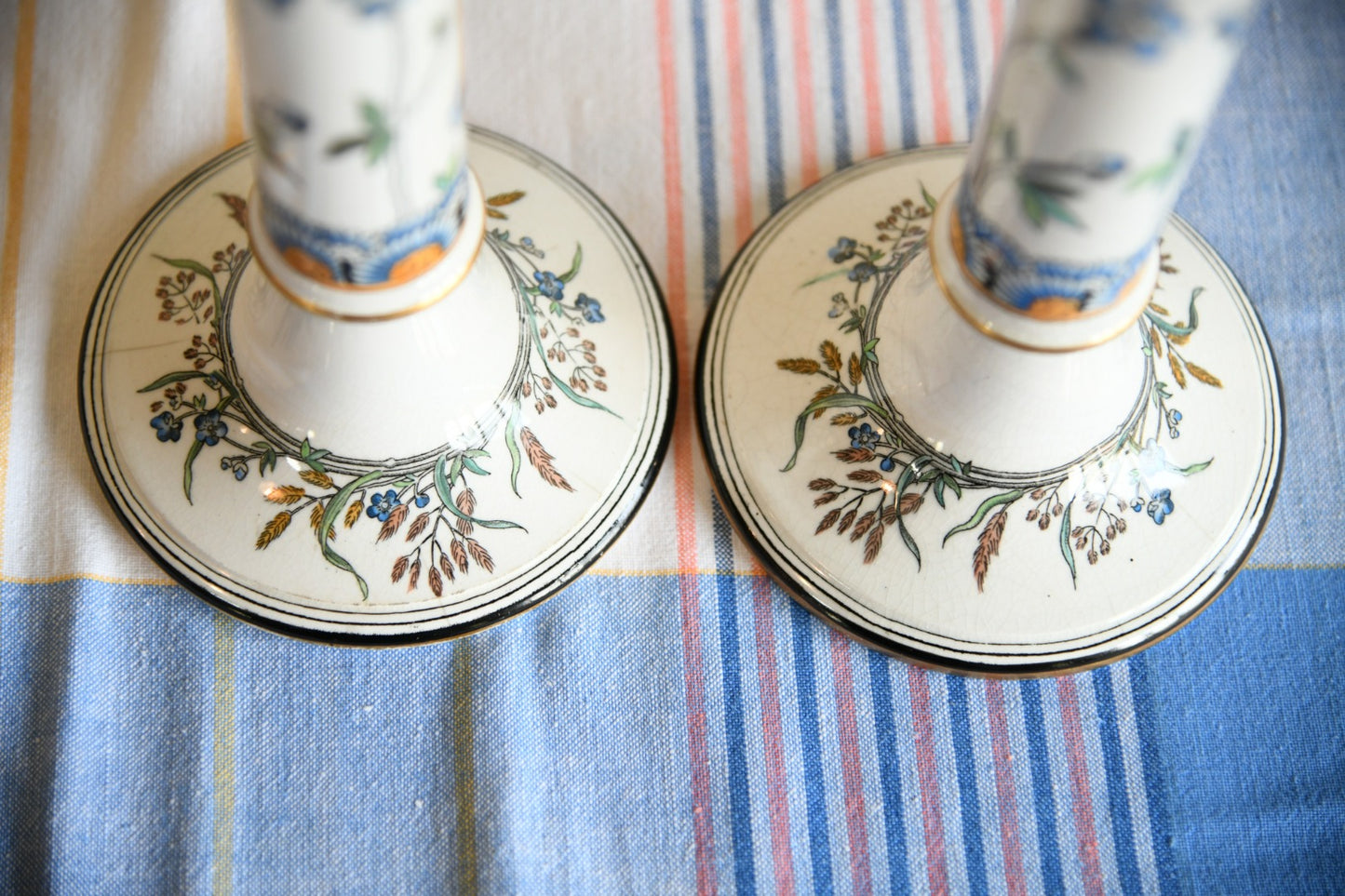 Pair Antique Victorian Minton Candlesticks