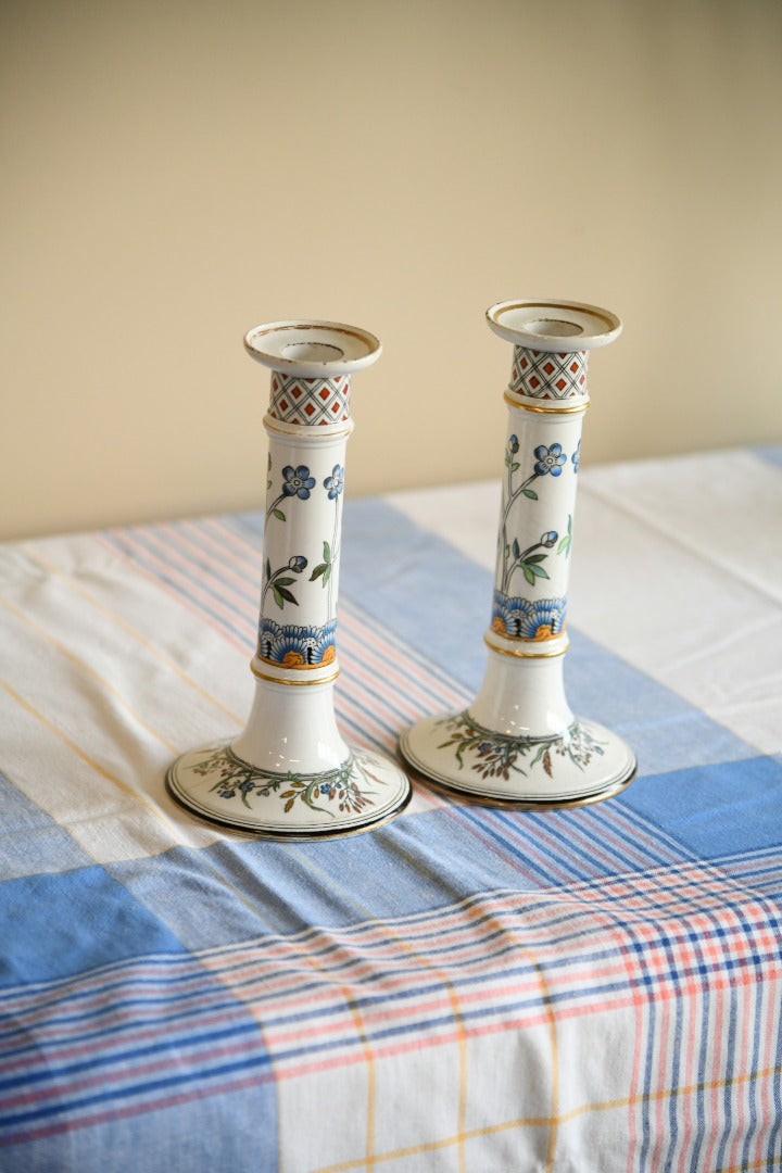 Pair Antique Victorian Minton Candlesticks