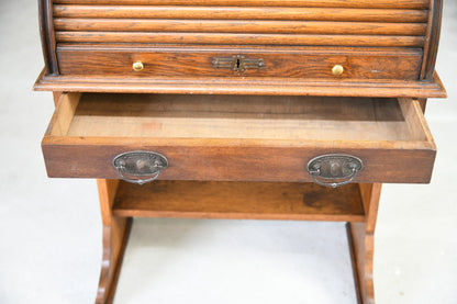 Antique Oak Tambour Victorian Students Desk