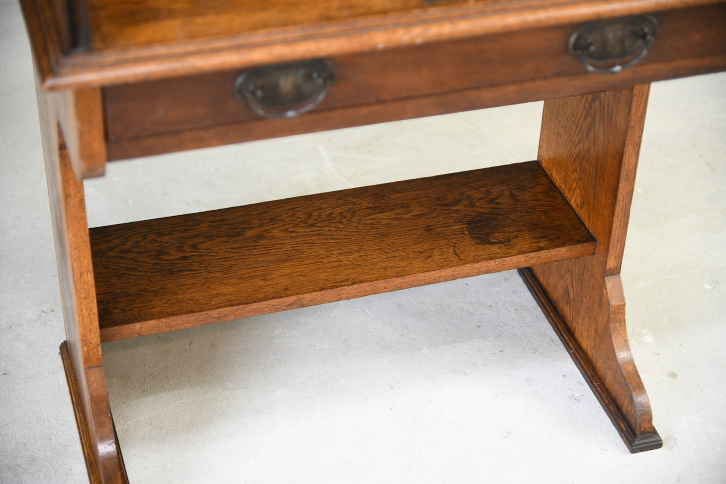 Antique Oak Tambour Victorian Students Desk