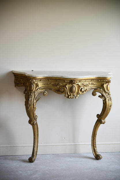 French Marble Top Console Table