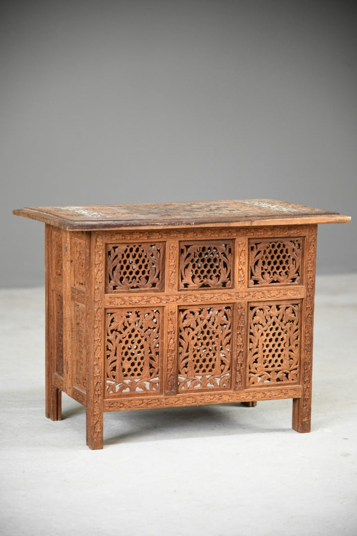 Carved Eastern Teak Games Table