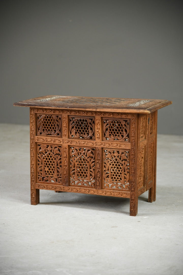 Carved Eastern Teak Games Table