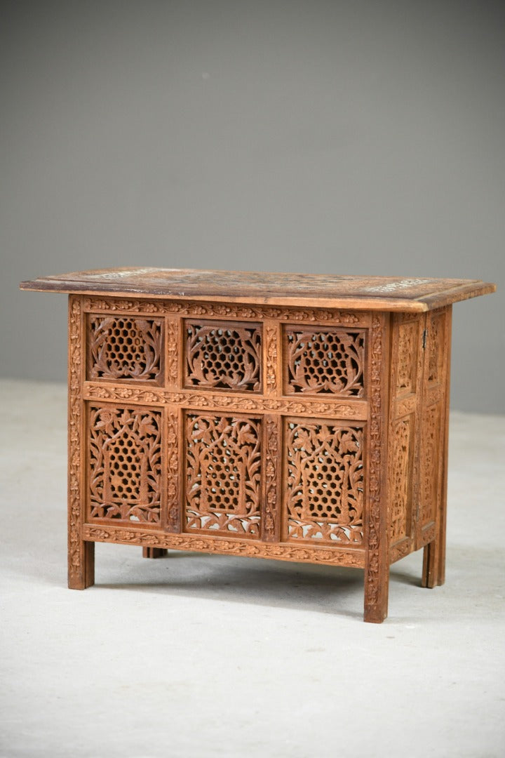 Carved Eastern Teak Games Table