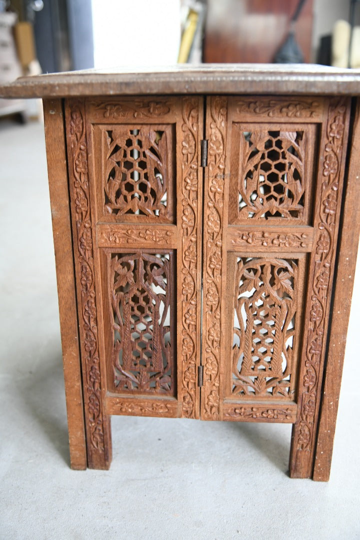 Carved Eastern Teak Games Table