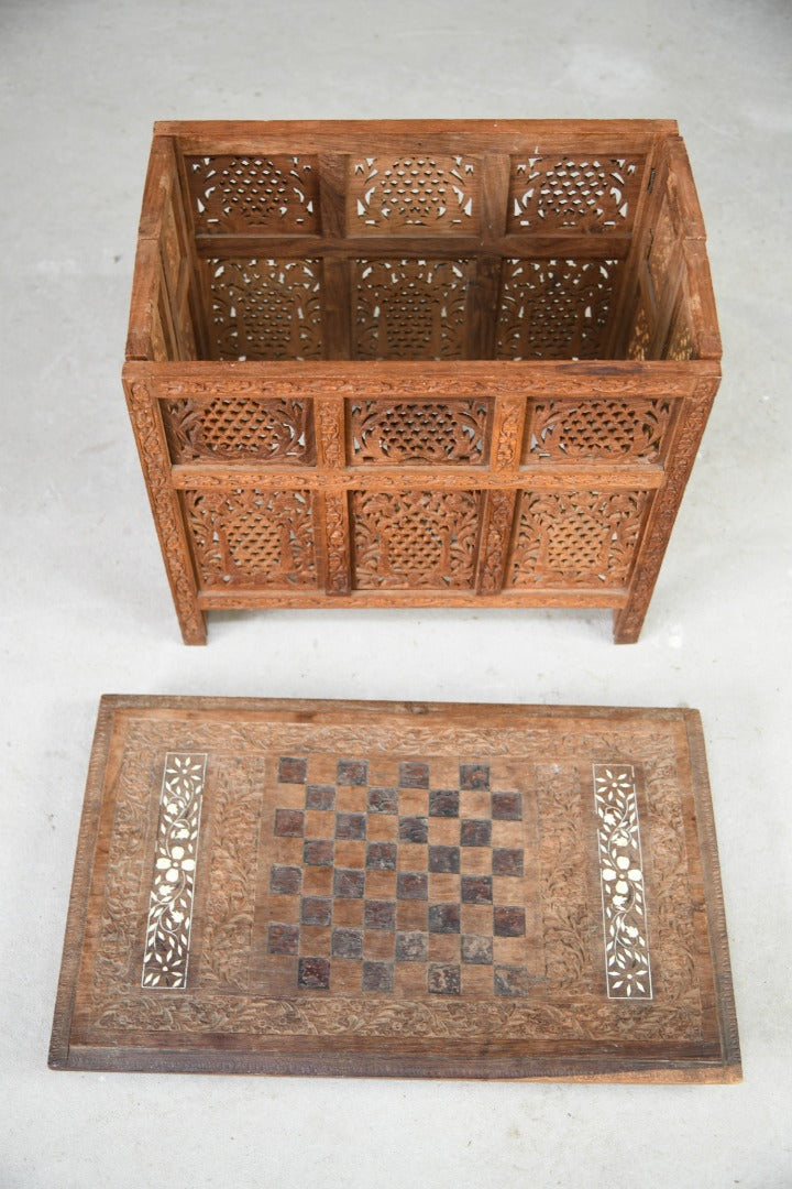 Carved Eastern Teak Games Table