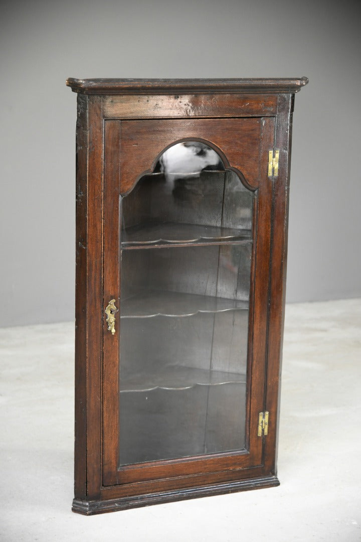 Antique Glazed Oak Corner Cupboard