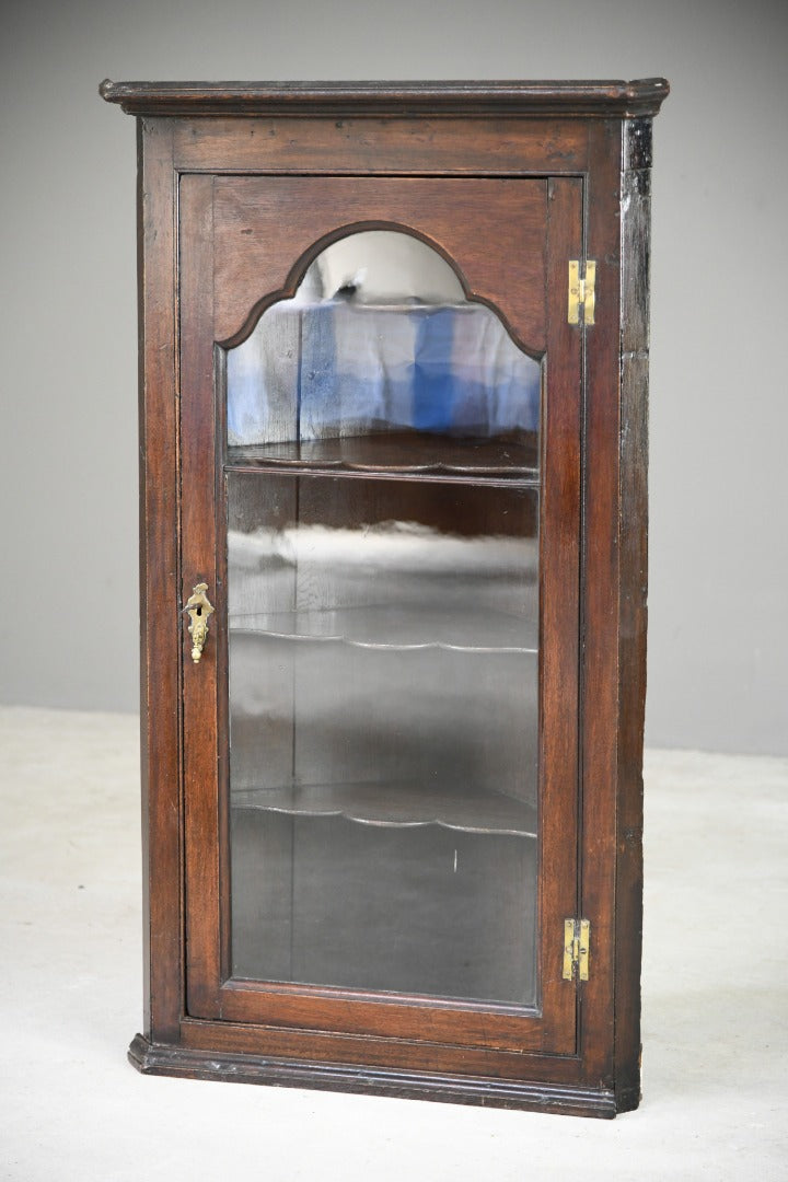 Antique Glazed Oak Corner Cupboard