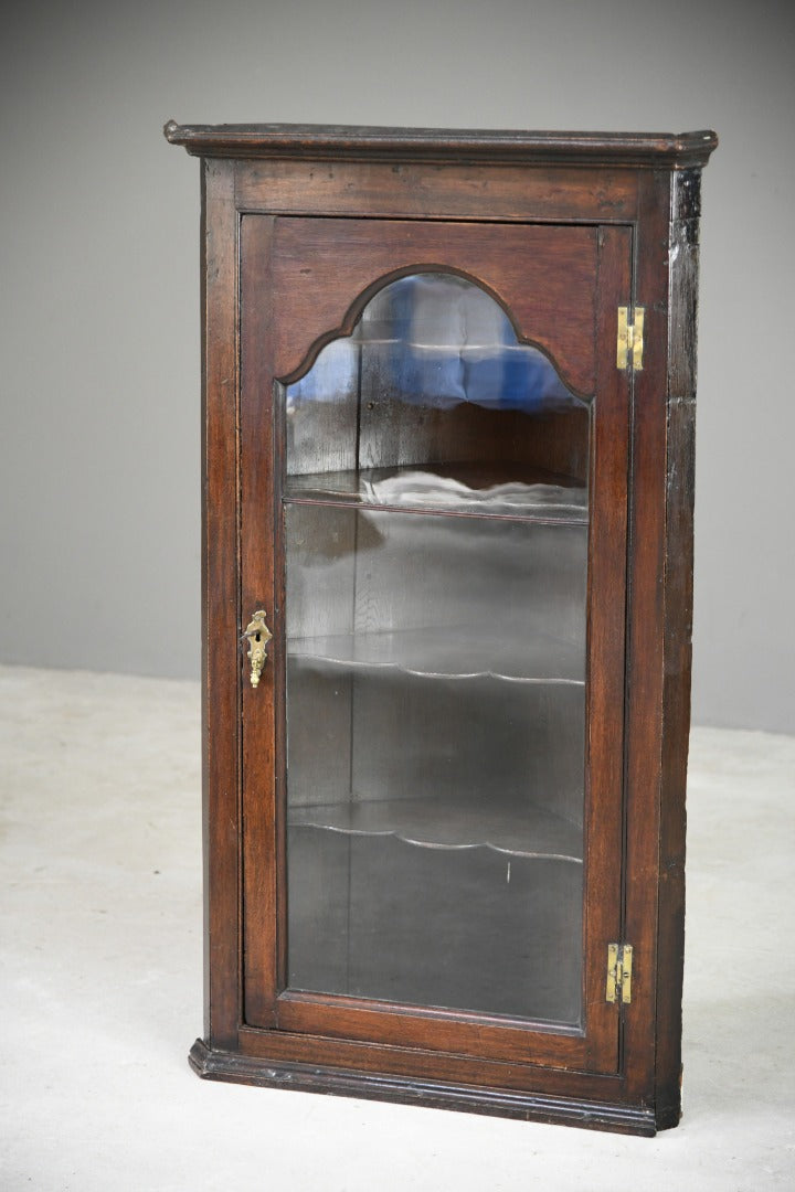 Antique Glazed Oak Corner Cupboard