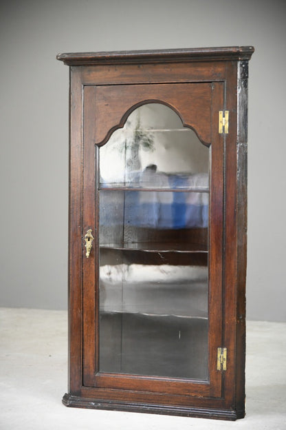 Antique Glazed Oak Corner Cupboard