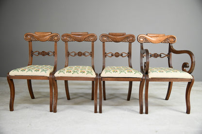 Set 4 Antique Regency Mahogany Dining Chairs