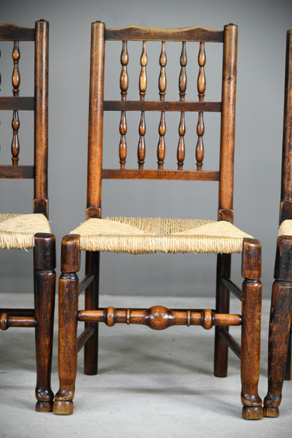 6 Antique Rustic Oak & Elm Kitchen Chairs