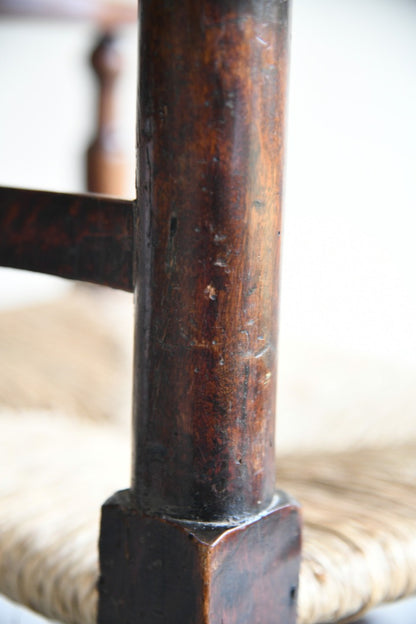 6 Antique Rustic Oak & Elm Kitchen Chairs