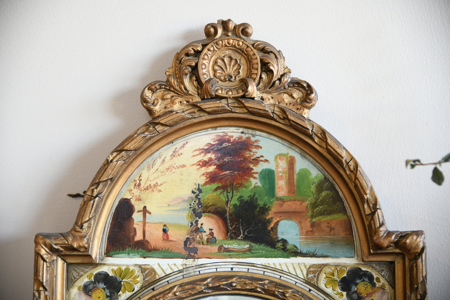 Painted Long Case Clock Face Mirror