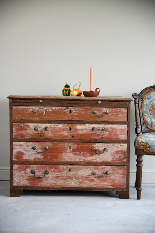 Georgian Painted Pine Wooden Chest of Drawers