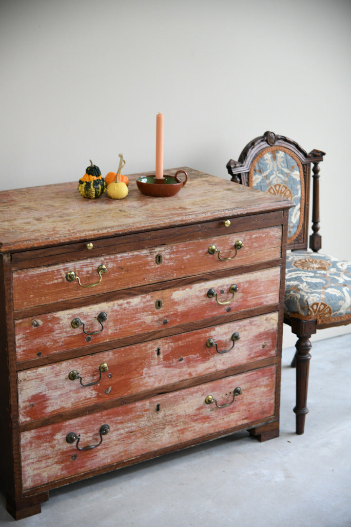 Georgian Painted Pine Wooden Chest of Drawers