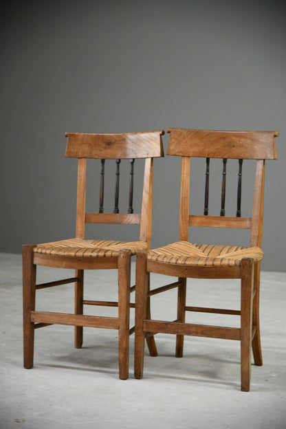 Pair Fruit Wood French Kitchen Chair