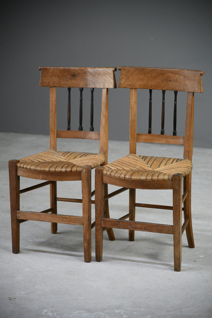 Pair Fruit Wood French Kitchen Chair