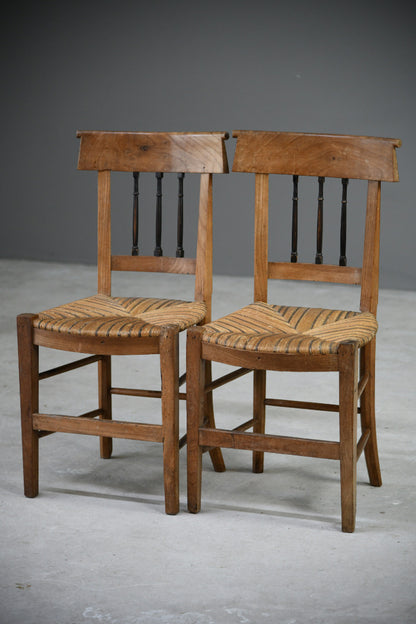 Pair Fruit Wood French Kitchen Chair
