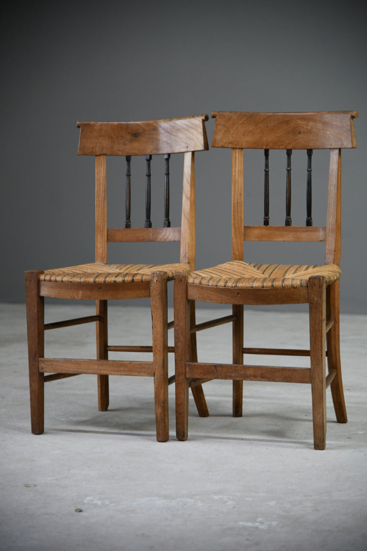 Pair Fruit Wood French Kitchen Chair