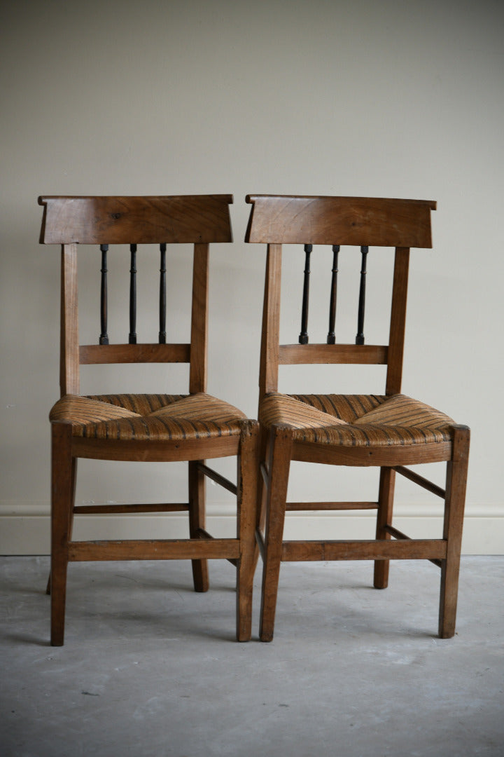 Pair Fruit Wood French Kitchen Chair