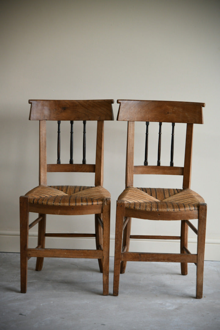 Pair Fruit Wood French Kitchen Chair