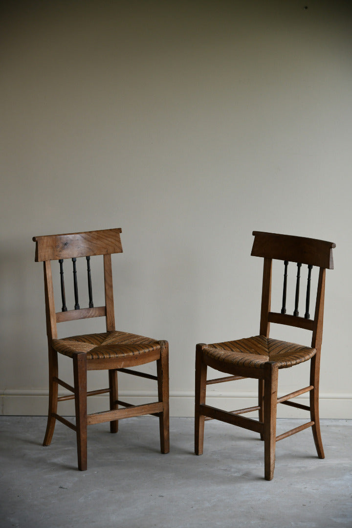 Pair Fruit Wood French Kitchen Chair