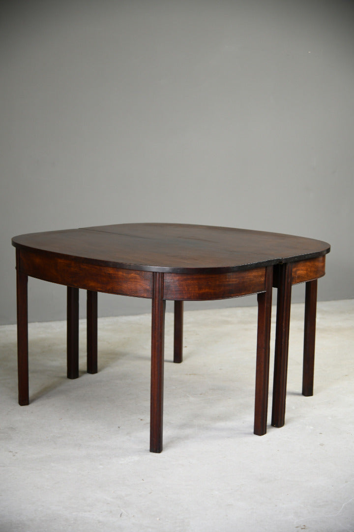 Pair Antique Georgian D End Mahogany Side Console Hall Dining Tables