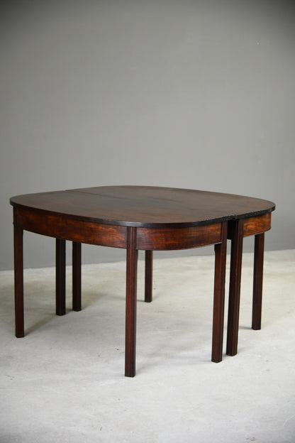 Pair Antique Georgian D End Mahogany Side Console Hall Dining Tables