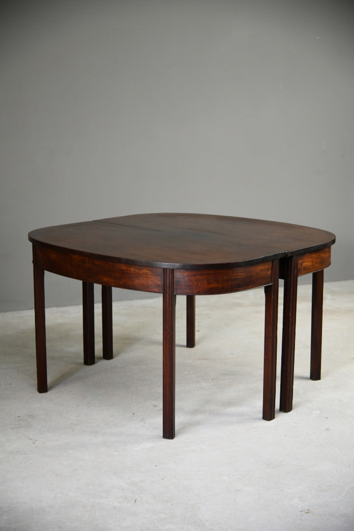 Pair Antique Georgian D End Mahogany Side Console Hall Dining Tables