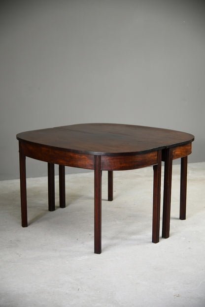 Pair Antique Georgian D End Mahogany Side Console Hall Dining Tables