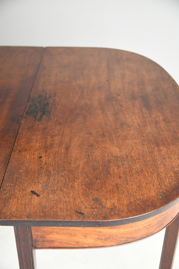 Pair Antique Georgian D End Mahogany Side Console Hall Dining Tables