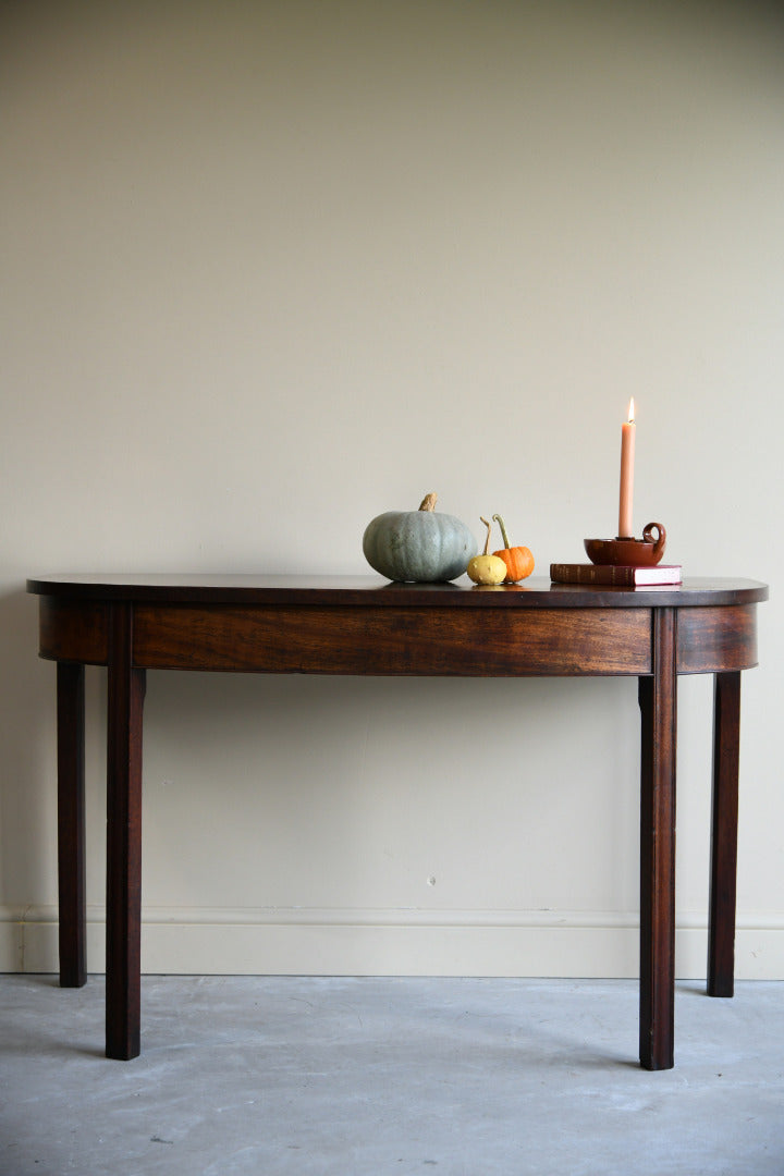 Pair Antique Georgian D End Mahogany Side Console Hall Dining Tables